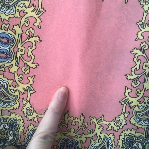 Pink & Teal Pastel Spring Paisley Floral Sleeveless Shift Blouse - Picture 6 of 9